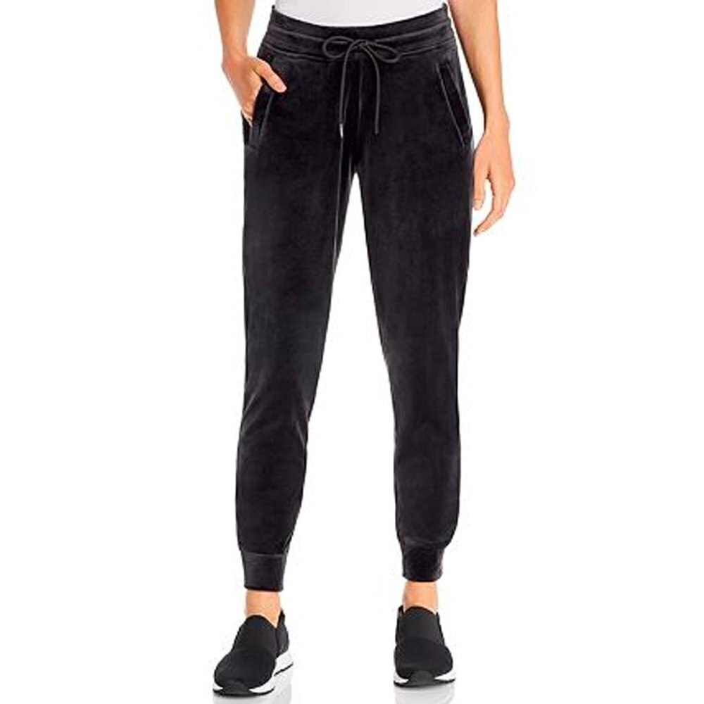 Marc New York Performance Black Velour Comfy Cozy Jogger Pants Drawstring NWT